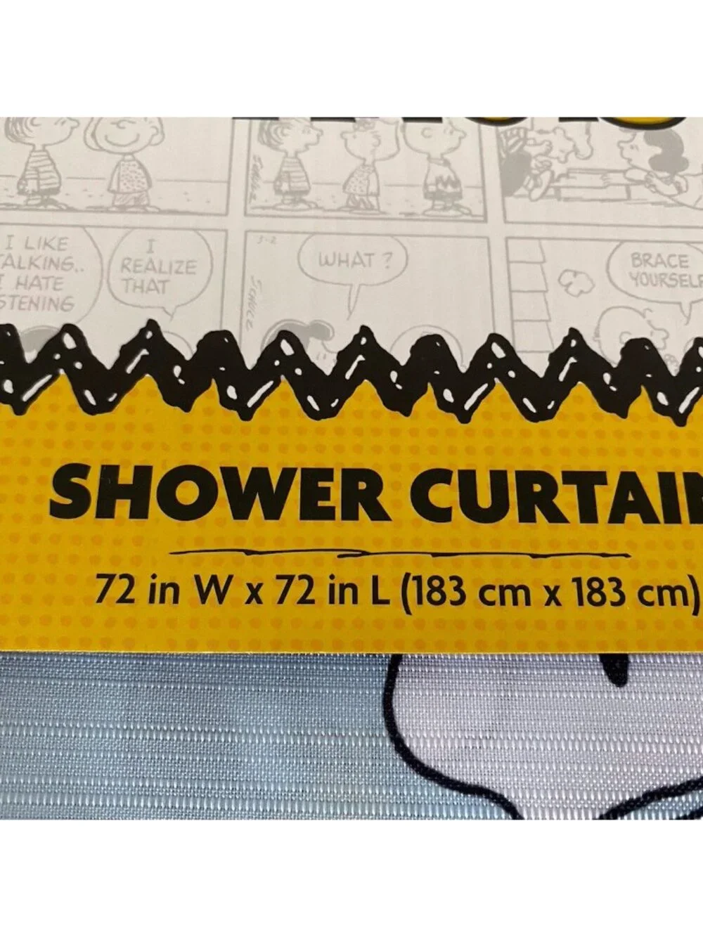 Peanuts Snoopy Woodstock Fabric Shower Curtain 72x 72 Doghouse Bicycle Laugh NEW
